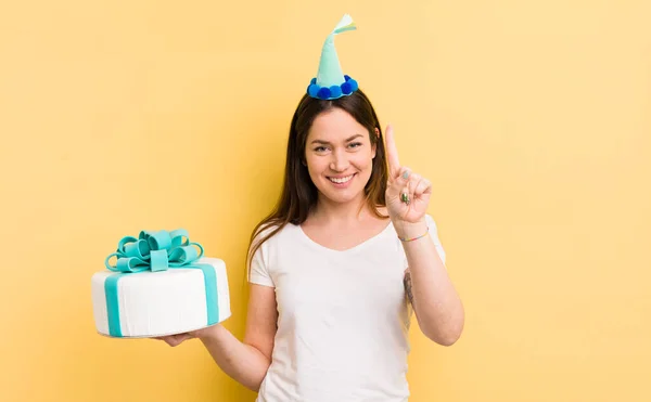 Young Woman Birthday Cake — Stockfoto