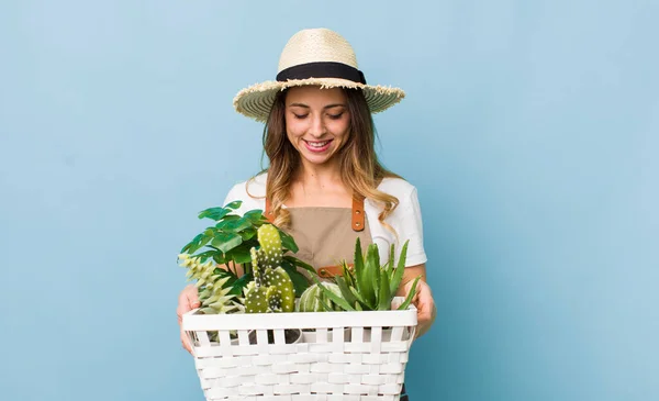 Young Woman Plants Gardering — Stock Photo, Image
