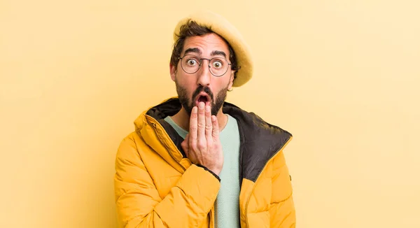 Crazy Bearded Man Winter Concept — Stock Photo, Image