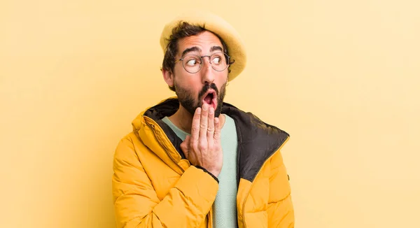 Crazy Bearded Man Winter Concept — Stock Photo, Image