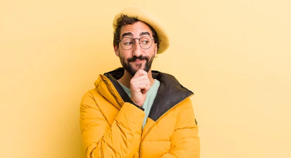 Crazy Bearded Man Winter Concept — Stock Photo, Image