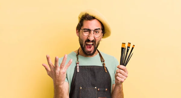 Young Crazy Man Artist — Stock Photo, Image