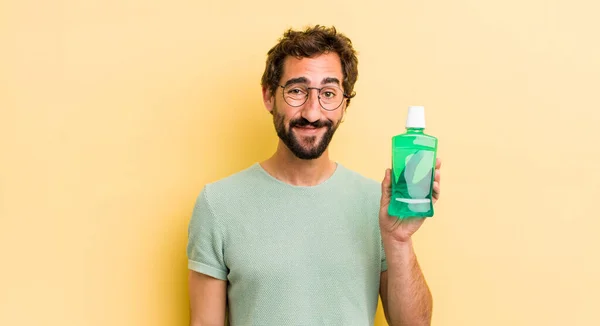 Verrückter Mann Mit Mundspülflasche — Stockfoto