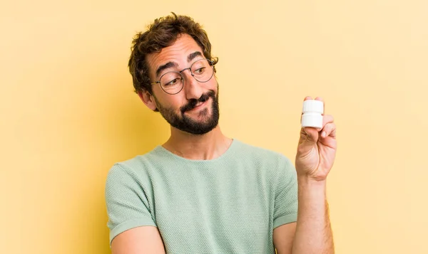 Fou Avec Une Bouteille Pilules — Photo