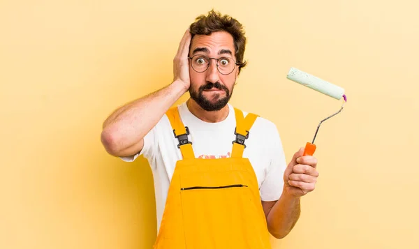 Crazy Handyman Painting Home Concept — Stock Photo, Image