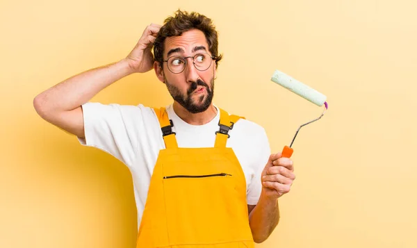 Crazy Handyman Painting Home Concept — Stock Photo, Image