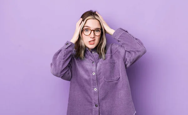 Pretty Caucasian Woman Feeling Frustrated Annoyed Sick Tired Failure Fed — Stock Photo, Image