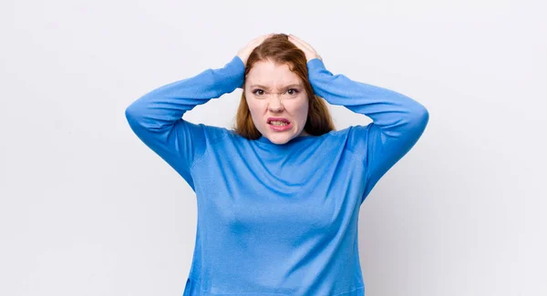 Pretty Red Head Woman Feeling Frustrated Annoyed Sick Tired Failure — Stock Photo, Image