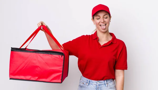 Blonde Mooie Vrouw Met Een Vrolijke Opstandige Houding Grappen Maken — Stockfoto