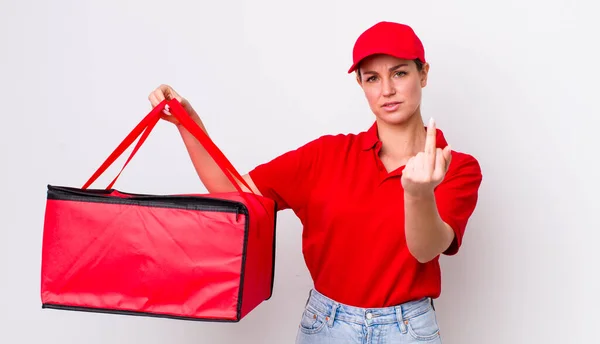 Blond Vacker Kvinna Känner Sig Arg Irriterad Upprorisk Och Aggressiv — Stockfoto