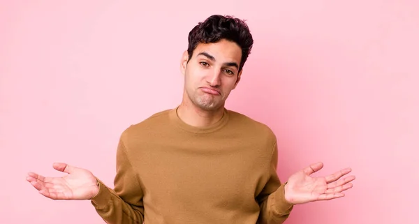 Handsome Hispanic Man Feeling Clueless Confused Having Idea Absolutely Puzzled — Stockfoto