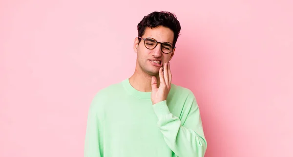 Handsome Hispanic Man Holding Cheek Suffering Painful Toothache Feeling Ill — Stock Photo, Image
