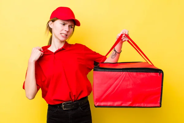 Rode Kop Mooie Vrouw Voelt Zich Gestrest Angstig Moe Gefrustreerd — Stockfoto