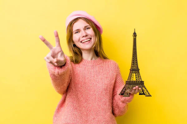 Red Head Pretty Woman Smiling Looking Happy Gesturing Victory Peace — Stock Photo, Image