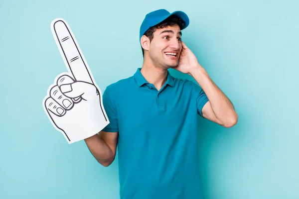 Handsome Hispanic Man Feeling Happy Excited Surprised Number One Hand — Stock Photo, Image