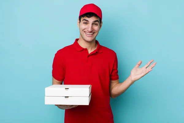 Handsome Hispanic Man Feeling Happy Surprised Realizing Solution Idea Delivery — Stock Photo, Image