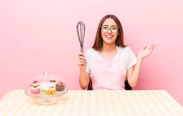 Zijn Paniekerige Mooie Vrouw Zich Gelukkig Voelen Verrast Realiseren Van — Stockfoto