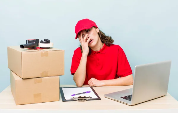 Young Pretty Woman Feeling Bored Frustrated Sleepy Tiresome Company Worker —  Fotos de Stock