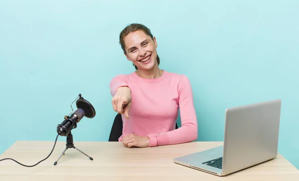 Young Pretty Woman Pointing Camera Choosing You Influencer Cocnept — Φωτογραφία Αρχείου