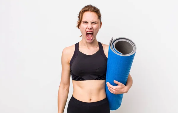 Young Pretty Woman Looking Angry Annoyed Frustrated Fitness Yoga Concept — Stockfoto