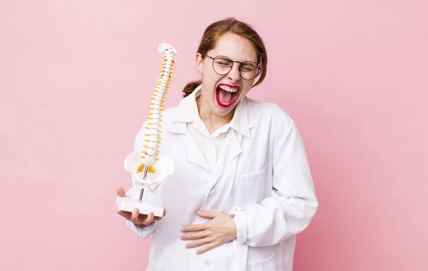 Young Pretty Woman Laughing Out Loud Some Hilarious Joke Spine — Stockfoto