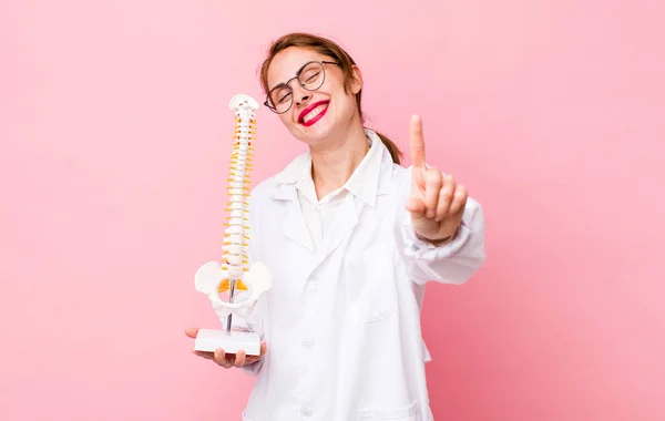 Young Pretty Woman Smiling Proudly Confidently Making Number One Spine — Stockfoto