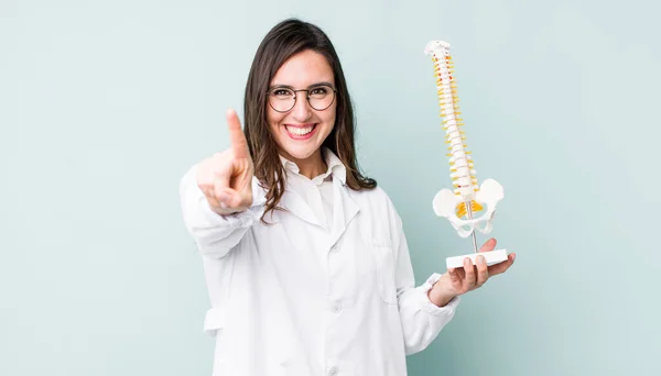 Young Pretty Woman Smiling Proudly Confidently Making Number One Spine — Stockfoto