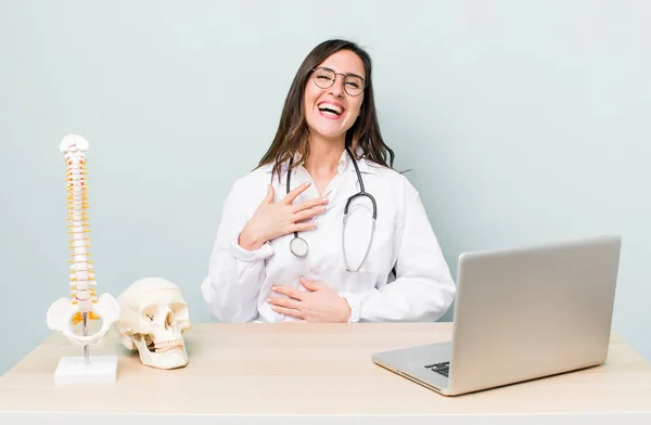 Young Pretty Woman Laughing Out Loud Some Hilarious Joke Spine — Foto Stock