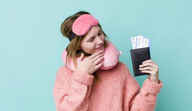 young adult pretty woman. flight passenger