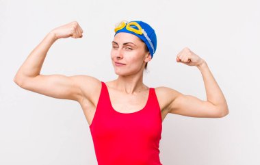 young adult pretty woman swimmer concept