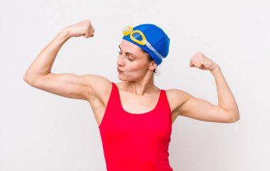 young adult pretty woman swimmer concept