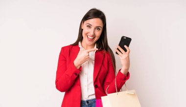 young adult pretty woman. shopping bags concept