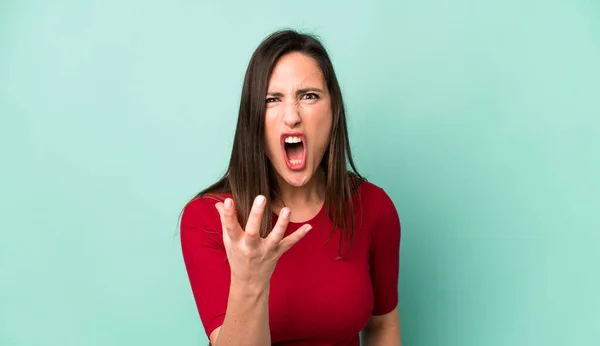 Young Adult Pretty Woman Looking Angry Annoyed Frustrated Screaming Wtf — Stock Photo, Image