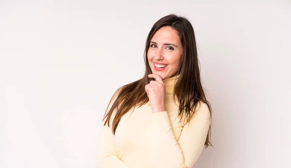 Jovem Mulher Bonita Adulto Sorrindo Com Uma Expressão Feliz Confiante — Fotografia de Stock