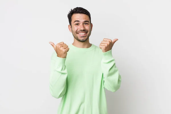 Young Handsome Hicpanic Man Smiling Joyfully Looking Happy Feeling Carefree — Stockfoto