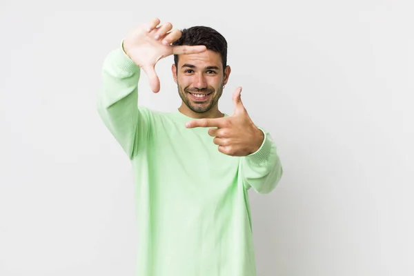 Young Handsome Hicpanic Man Feeling Happy Friendly Positive Smiling Making — Stockfoto