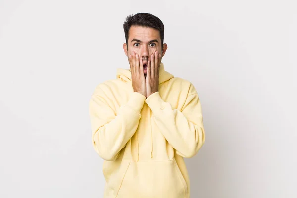 Young Handsome Hicpanic Man Feeling Shocked Scared Looking Terrified Open — Stockfoto