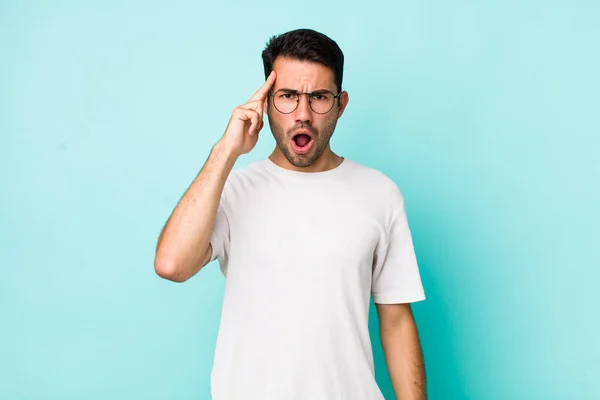 Young Handsome Hicpanic Man Looking Surprised Open Mouthed Shocked Realizing — Fotografia de Stock