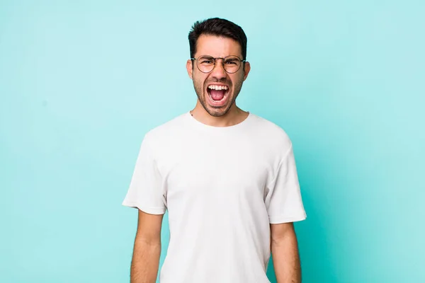 Young Handsome Hicpanic Man Feeling Terrified Shocked Mouth Wide Open — Stockfoto