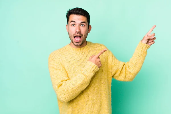 Young Handsome Hicpanic Man Feeling Joyful Surprised Smiling Shocked Expression — Stockfoto