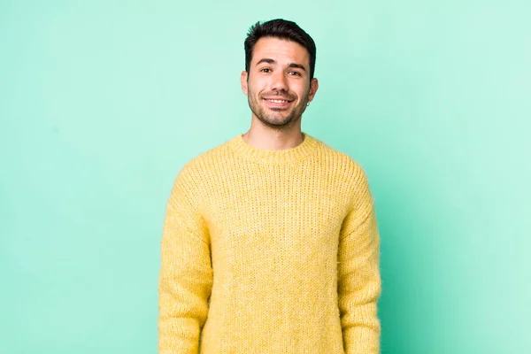 Young Handsome Hicpanic Man Smiling Cheerfully Casually Positive Happy Confident — Foto de Stock