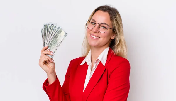 Young Adult Pretty Woman Business Banknotes Concept —  Fotos de Stock