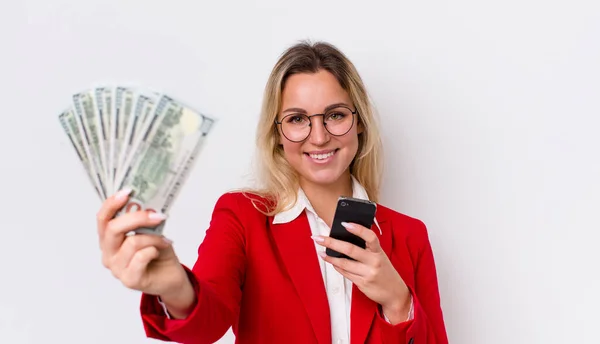 Young Adult Pretty Woman Business Banknotes Concept — Stockfoto