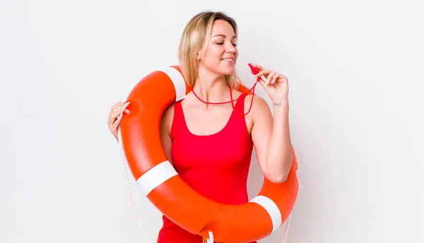 Young Adult Pretty Woman Summer Lifeguard Concept — Stock Photo, Image