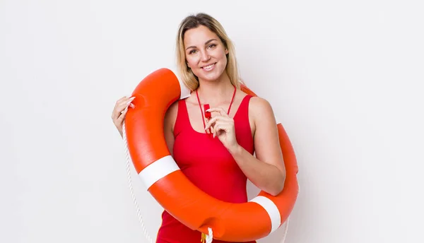 Young Adult Pretty Woman Summer Lifeguard Concept — Foto Stock
