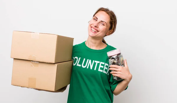 Young Adult Pretty Woman Volunteer Donation Concept — Foto Stock