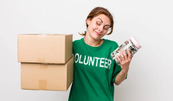 Young Adult Pretty Woman Volunteer Donation Concept — Stockfoto