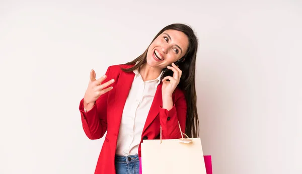 Young Adult Pretty Woman Shopping Bags Concept — Stockfoto