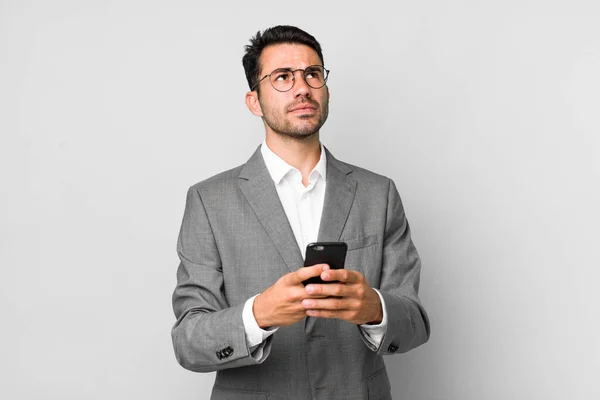 Young Adult Handsome Hispanic Man Business Concept Mobile Phone — ストック写真