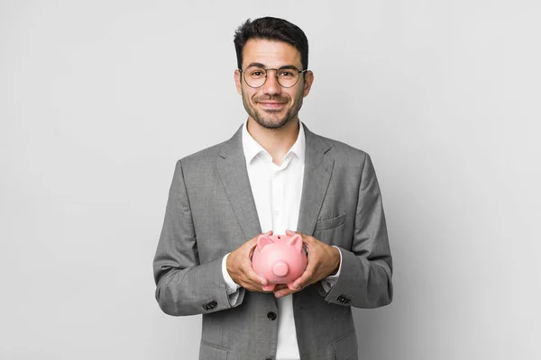 Young Adult Handsome Hispanic Man Savings Business Concept — Stock Fotó